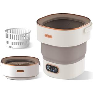Portable Mini Washing Machine, 16L Upgraded Foldable Laundry Machine with Spin Basket, 3 Cleaning Modes & Deep Cleaning for Small Clothes, Ideal for Travel, Camping, Apartment, RV