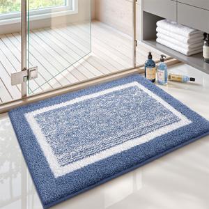 Color&Geometry Simple and Stylish Large Bath Mats for Bathroom Non Slip, 24"x36" Light Blue Bathroom Rugs, Absorbent, Soft, Washable, Microfiber Shower Mat