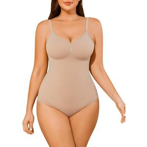 Womens Shapewear Tummy Control Seamless Bodysuit Cheap Full Body Shaper Mid Thigh Thong Brief (XXXL)