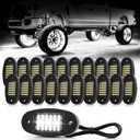 20 Pods White Rock Lights 6000K Pure White 36 LEDs SMD Chips Super Bright Neon Underglow Light IP68 Waterproof for Pickup Trucks SUV UTV ATV RZR Car Boats (White)