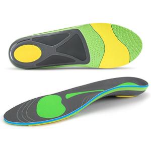 Arch Support Inserts for Men & Women 210+ lbs Heavy Duty Orthotic Insoles for Plantar Fasciitis, Flat Feet, Heel Pain, Over-Pronation Relief, Work Boot Support Insole for Standing & Running (Multicolor), Size: Mens(10-10.5)/Womens(12-12.5)