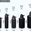 Fijinhom 24 oz Insulated Water Bottle with Handle, 304 Stainless Steel Water Bottles with 2 Lids, Double Wall Vacuum Sports Water Cup with Straw, BPA Free, Keep Cold and Hot, Black
