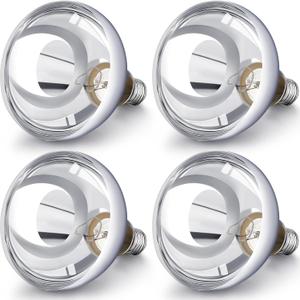 VIHOSE 4 Pack 250 Watt Heat Lamp 120v R40 Heat Lamp Bulbs Glass Incandescent Light Bulbs Incandescent Heating Lightbulbs for Reptiles Chicks Food Puppies Bathroom, Use E26 Base (Silver)