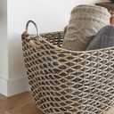 Deco 79 Seagrass Handmade Decorative and Functional Storage Basket Basket Organizer with Handles, Basket for Storage 21" x 18" x 18", Brown