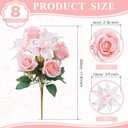 Riceshoot 8 Bundles Pink Artificial Lily Rose Flowers Wedding Flower Bouquet Realistic Silk Flowers Faux Lily and Rose for Wedding Centerpieces Flower Arrangement Home Decor