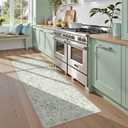 Sage Green 2x6 Runner Rug for Hallways Bed Side Kitchen, Boho Washable Distressed Low-Pile Floor Entryway Long Bathroom Mat, Non-Slip Laundry Room Washstand Front Carpet Green 24x72 Inch