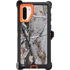 WallSkiN Case for Galaxy Note 10 (6.3") Heavy Duty Full Body Military Grade Drop Protection Carrying Cover Holder | Holster for Men Belt with Clip Stand  Camouflage/Orange