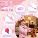 Girl Toys Doctor Kit for Toddlers 3-5 with Plush Dog, 39 PCS Kids Vet Play Set with Heartbeat Sound Stethoscope & Dress Up Toddler Doctor Costume & Hat, Pretend Play Pet Vet Toy for Girls Gifts