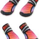 Dog Shoes for Small Medium Large Dogs,Neoprene Dog Booties & Paw Protectors for Hiking Hot Pavement Hardwood Floors,Quick-Drying Fabric Dog Boots W/Perforated Soles for Flowing Water (Red-6)