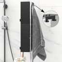 Over the Glass Shower Caddy Hanging, 2 Tier Stainless Steel Rustproof Shower Organizer Over Door with Removeable 4 Hooks & 2 Suction Cup, Bathroom Organizers and Storage Rack, Bathroom Decor - Black