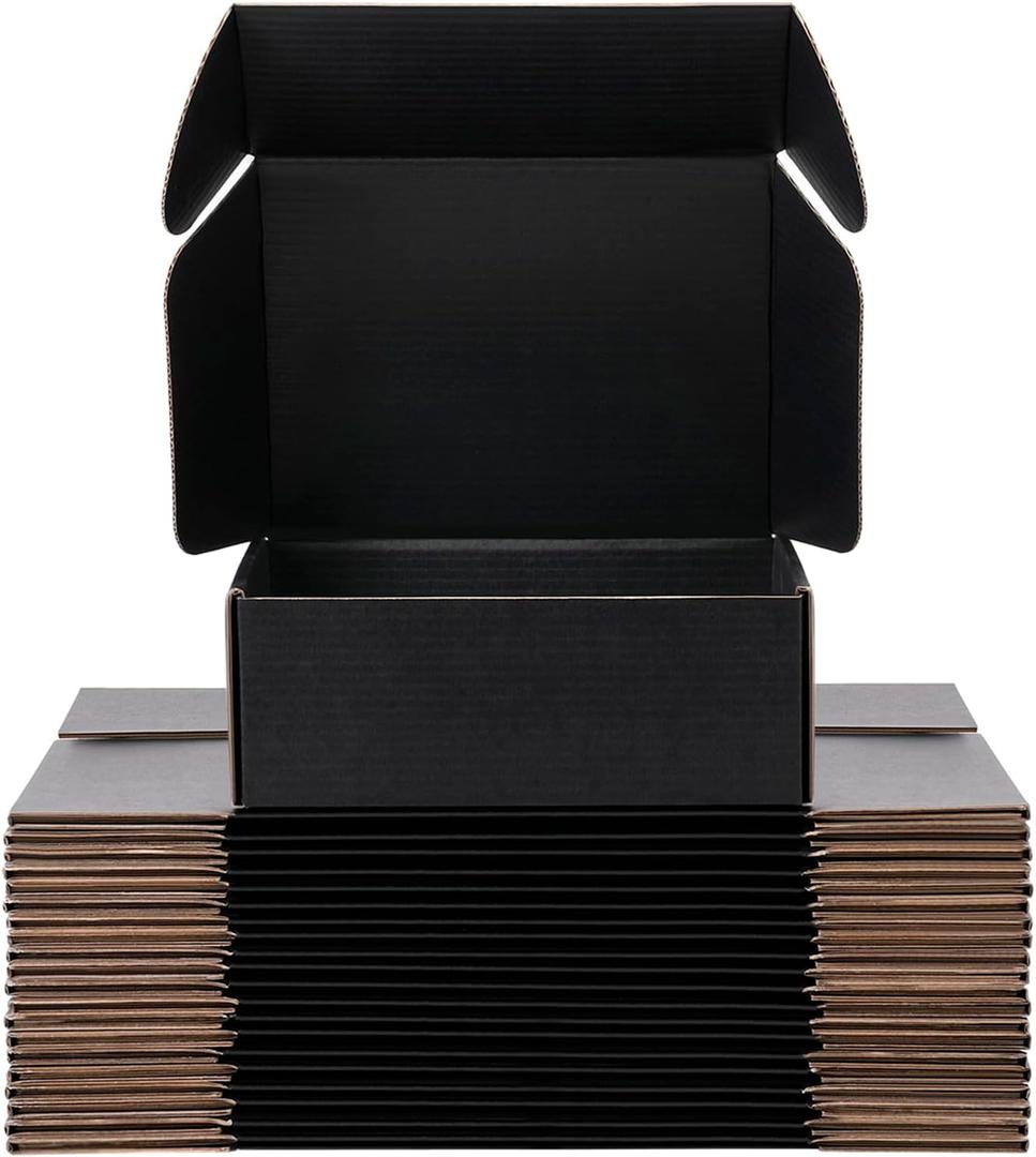 Small Shipping Boxes 9x6x4 Inches  Black Corrugated Cardboard Boxes (20-Pack) for Mailing, Packing, Small Business & Gift Packaging - Recyclable & Sturdy