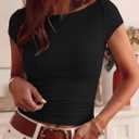 BTFBM Womens Summer Tops 2026 Ribbed T Shirts Crew Neck Short Sleeve Stretchy Ruched Slim Fit Workout Going Out Top (XXL)