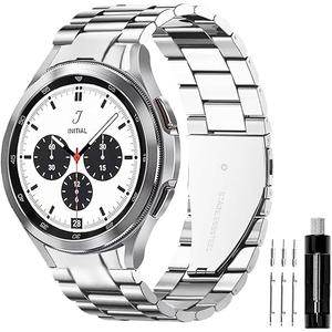 GOLDTOLUCK No Gap Stainless Steel Band Compatible with Samsung Galaxy Watch 8 7 6 5 4 Classic FE Pro Ultra 40mm 44mm 46mm 43mm 47mm 45mm 42mm Replacement Men Women Milanese Metal Elegant Casual, Silver