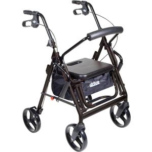 Drive Medical 795BK Duet Folding Transport Wheelchair and Rollator Walker, Black