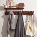 UWAET Coat Rack Wall Mounted with Shelf 27.5 Inch Length Wall Hanging Shelf Bamboo Coat Hooks with 6 Hooks for Entrance, Living Room,Bedroom, Bathroom (6 Hooks)