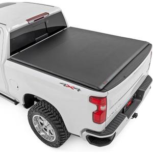 Rough Country Soft Roll Up Tonneau Cover for Chevy Silverado 1500 & GMC Sierra 1500 (2019–2026) – Marine-Grade Vinyl, No-Drill Install, Fits 5'10" Short Bed