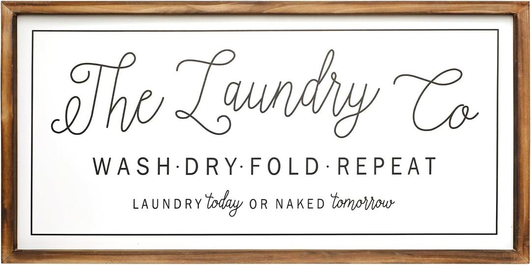 Large Laundry Sign for Laundry Room Decor 24''12'' Farmhouse Laundry Room Wall Decor The Laundry Co Wash Dry Fold Repeat Wooden Sign