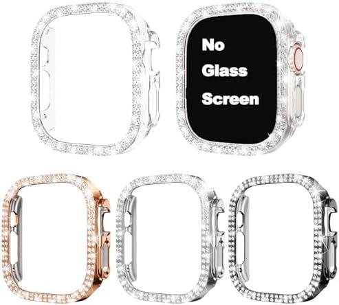 Goton 4-Pack Bling Case for Apple Watch Ultra 3/2/1 Protector 49mm, Women Glitter Diamond Rhinestone Bumper for iWatch Cover Accessories 49 mm