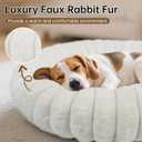 Donut Dog and Cat Bed, Luxurious Comfortable Faux Rabbit Fur Pet Beds, Round Anti-Anxiety Calming Puppy Kitten Bed with Anti-Slip Bottom for Small Medium Dogs & Cats(27", Brown)
