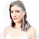 Juvale Disposable Rain Ponchos for Adults, Waterproof Hooded Emergency Ponchos, One Size, Bulk for Travel & Festivals (50-Pack, Clear)