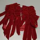 16Pcs Velvet Ribbon Bows for Christmas Tree, Vintage Rustic Small Craft Bows Ornaments for Garland Wreath Gift Wrapping Candy Bags Party DIY Decorations (Burgundy, 5" x 10", Width of 1")
