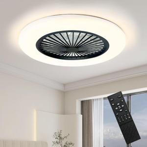 Flush Mount Ceiling Fan with Lights,Modern LED Ceiling Fan,3 Color Temperatures & 6 Speed Remote Control,Quiet Reversible Motor,Low Profile Ceiling Fan for Bedroom Living Room Patio Kitchen