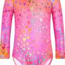 Snowheart Girls Gymnastics Leotards One Piece Sparkle Multicolor Long Sleeve Quick Dry Unitards for Tumbling