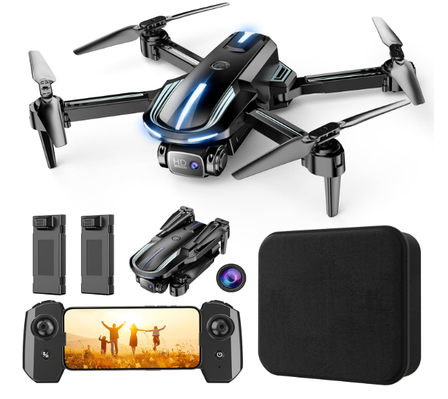 Drone with Camera for Adults Beginners Kids, Fun 1080P Foldable Mini Drone for Exciting Indoor Outdoor Play, RC Quadcopter with 2 Batteries, One Key Start, Easy to Fly, Altitude Hold, 3D Flips