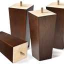 AORYVIC 6 inch Sofa Legs Wood Furniture Legs Pack of 4 Pyramid Couch Legs Mid-Century Modern Brown Replacement Legs for Chair Recliner (6 inch (4pcs) Standard (With hanger bolt))