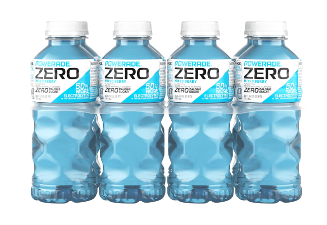 POWERADE Electrolyte Enhanced Zero Sugar Mixed Berry Sports Drink, 20 Ounce (Pack of 24) (EXP 01/19/26)