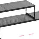 Stackable Expandable Metal Shelf Organizer - Adjustable Wire Storage Rack with Holes for Kitchen, Bathroom, Cabinet, Office - Space Saving, Durable & Sturdy Design2PACKS/Large/Black