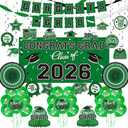 Green Themed 2026 Graduation Decorations Set - Congrats Grad Banner, Class of 2026 Backdrop, Balloons & Streamers Kit - Complete Party Supplies for High School & College Celebrations