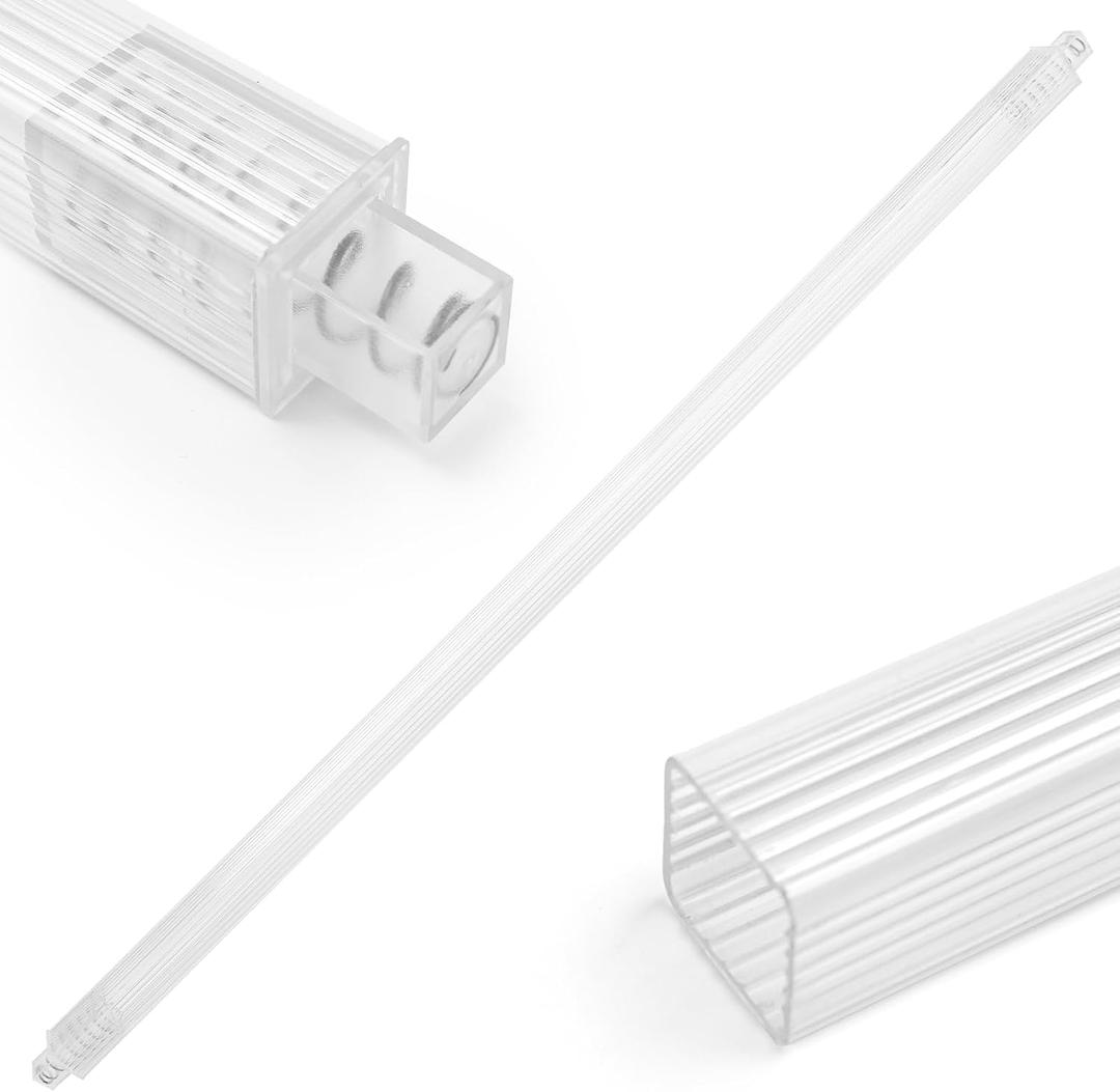 IWIWE 24 Inch Clear Square Towel Bar Replacement Rod for Ceramic Holder - Spring Loaded Adjustable Plastic Towel Rod for Bathroom and Kitchen Porcelain Holders (Reliable Plastic)