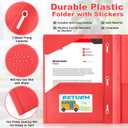 Henoyso 100 Set Take Home Folders with Clear Front Pocket, Red
