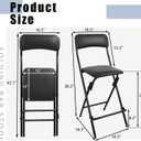 Folding Bar Stool with Back, 300lb Capacity, Collapsible Stool for Kitchen Bar, Height 25"- 2PC, 16.5 inches x 19.3 inches x 38.2 inches