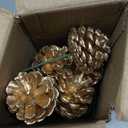 15Pcs Christmas Natural Pine Cones Picks, 3 Inch Golden Pine Cone for Christmas Tree Decorations Wedding Fall Party Wreath Centerpiece DIY Crafts