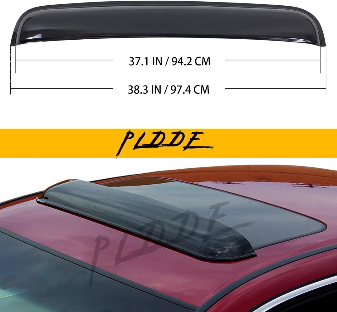 Universal Sunroof Visor Compatible with 34"-37" Moonroof (38" OAL) | Mid-size 38" / 98cm (37" Between The Inner Edge)Rain Guard Top Sun/Moon Roof Visor, Reduces wind noise,smoke acrylic,1Pc,