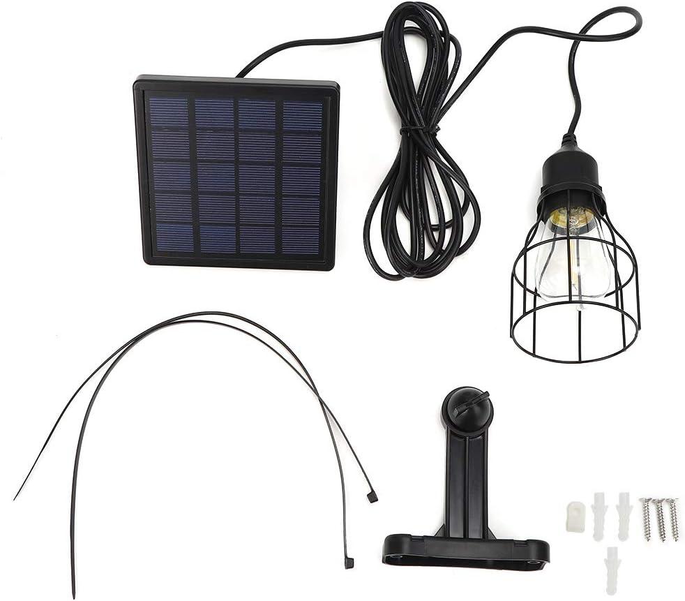 Solar Light, E27 LED Solar Lights with Suspending Metal Cage Lamp, IP65 Waterproof for Garden Yard Household Lighting
