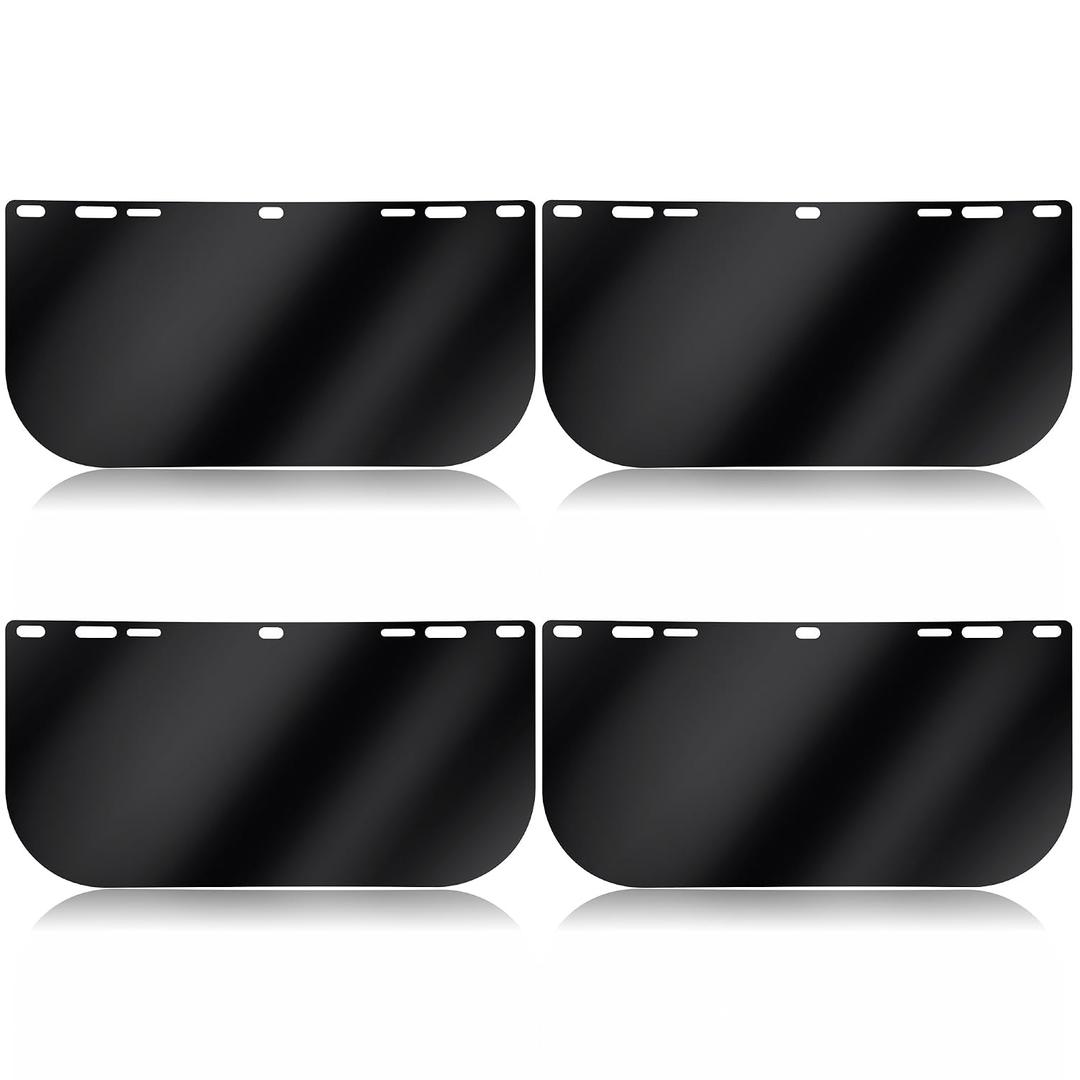Feekoon 4 Pack Face Shield Replacement Lens, 15.5'' x 8'' Tinted Full Face Shield Compatible with Hobart 770580, Protective Safety Visor Replacement for Welding, Grinding, DIY, Cosplay Helmet