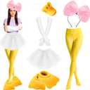 7 PCS Duck Costume for Women - Includes Duck Nose House Slippers Yellow Party White Tutu Skirt for Adult Cosplay