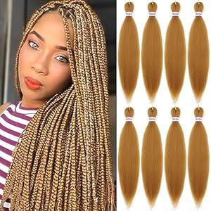 Pre Stretched Braiding Hair 18 Inch 8 Packs Honey Blonde Braiding Hair Long Prestretched Braiding Hair 27# Yaki Texture Pre Stretched Braiding Hair 18 Inch 8 Packs Honey Blonde Braiding Hair Long Prestretched Braiding Hair 27# Yaki Texture