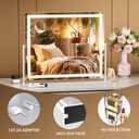 Vanity Mirror with Lights, 34'' x 26'' Lighted Makeup Mirror, Touch Screen with 3-Color Lighting, Dimmable for Vanity Desk Tabletop Square White