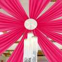 DUOBAO Elegant 20ft Hot Pink Chiffon Wedding Curtains - 6 Panels Sheer Drapes for Stage, Tent, and Photo Backdrops