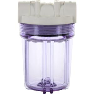 Hydronix HX-HF3-5CLWH12 5 inch Clear Housing with White Rib Cap for RO & Filtration Systems, 1/2 inch Ports, Clear/White