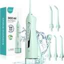 COSLUS Water Dental Flosser Teeth Pick: Portable Cordless Oral Irrigator 300ML Rechargeable Travel Irrigation Cleaner IPX7 Waterproof Electric Flossing Machine for Teeth Cleaning C20(F5020E) Green