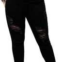 ALLABREVE Womens Plus Size Skinny Jeans Stretchy High Waisted Ankle Jean Ripped Slim Fit Washed Denim Distressed Tight Jean (4X-Large, Black 054)
