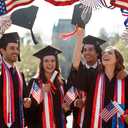 Puerto Rico & American Flag Graduation Stole Sash with Honor Cords - Red White Blue Class of 2026 Graduation Gift, First Generation Graduate Stole for Study Abroad & International Graduates