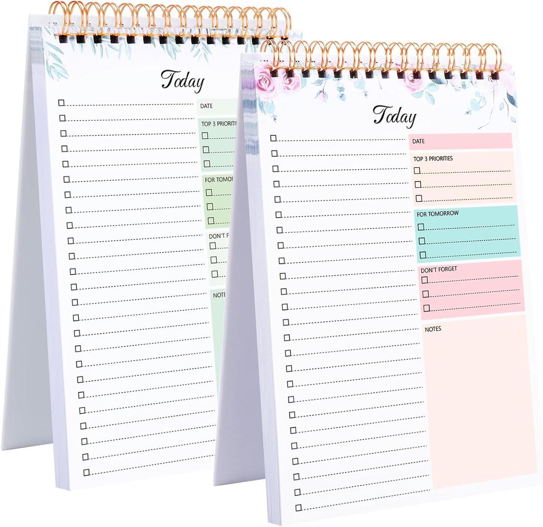 2 Packs To Do List Notepad, 104 Pages To Do List Notebook A5 Undated Daily Planner Notepad with Task Checklist Home Office School Supplies