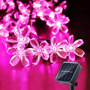 ITICdecor Solar String Flower Lights Outdoor Waterproof 50 LED Fairy Light Decorations for Garden Fence Patio Yard Christmas Tree, Lawn, Patio, Party Decoration (Pink) (1 Pack)
