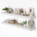 Heimlove 12 Inch Deep Floating Shelves, 55 x 12 inch Extra Long Floating Shelves for Wall Set of 2, Storage Shelf for Living Room Bedroom Kitchen Home, White